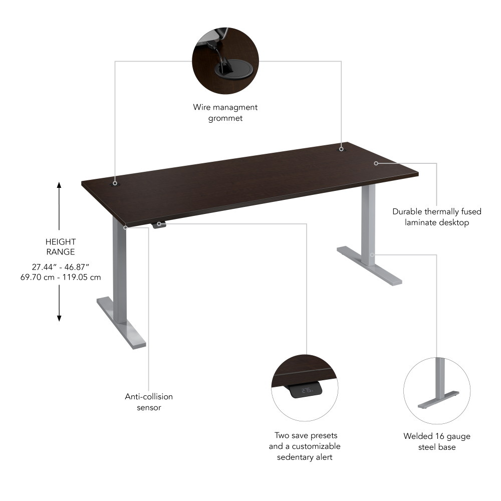 72W x 30D Height Adjustable Standing Desk
