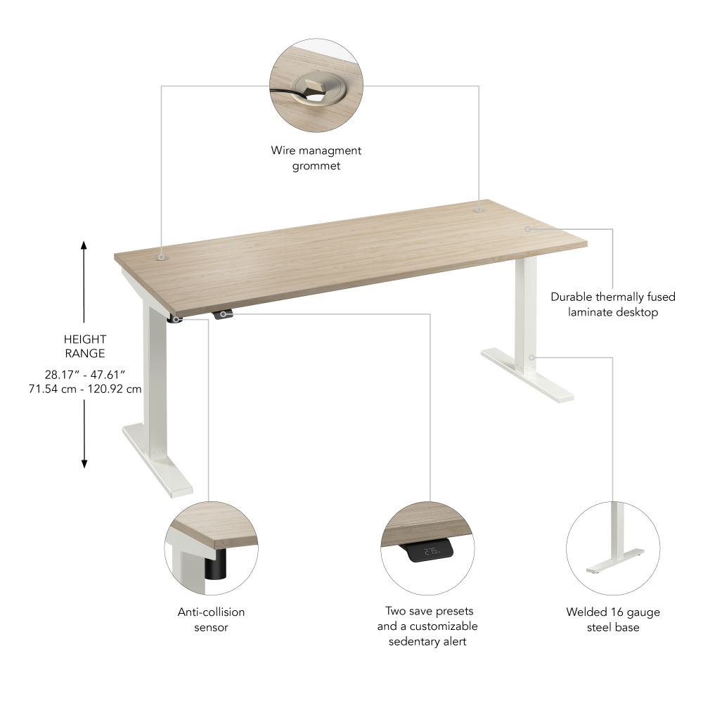 Move 40 Series 72W x 30D Electric Height Adjustable Standing Desk