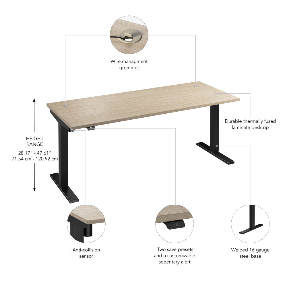Move 40 Series 72W x 30D Electric Height Adjustable Standing Desk