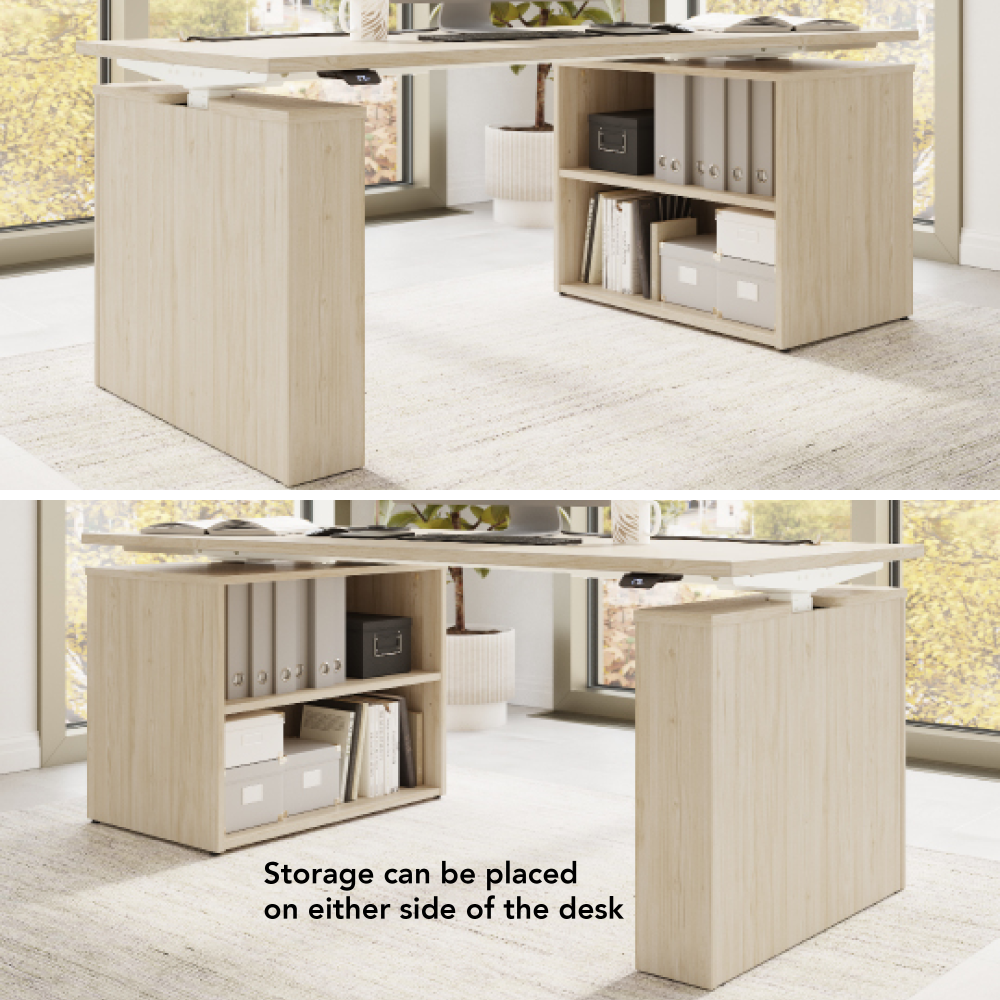 Stratus 72W x 30D Electric Height Adjustable Standing Desk with Bookcase